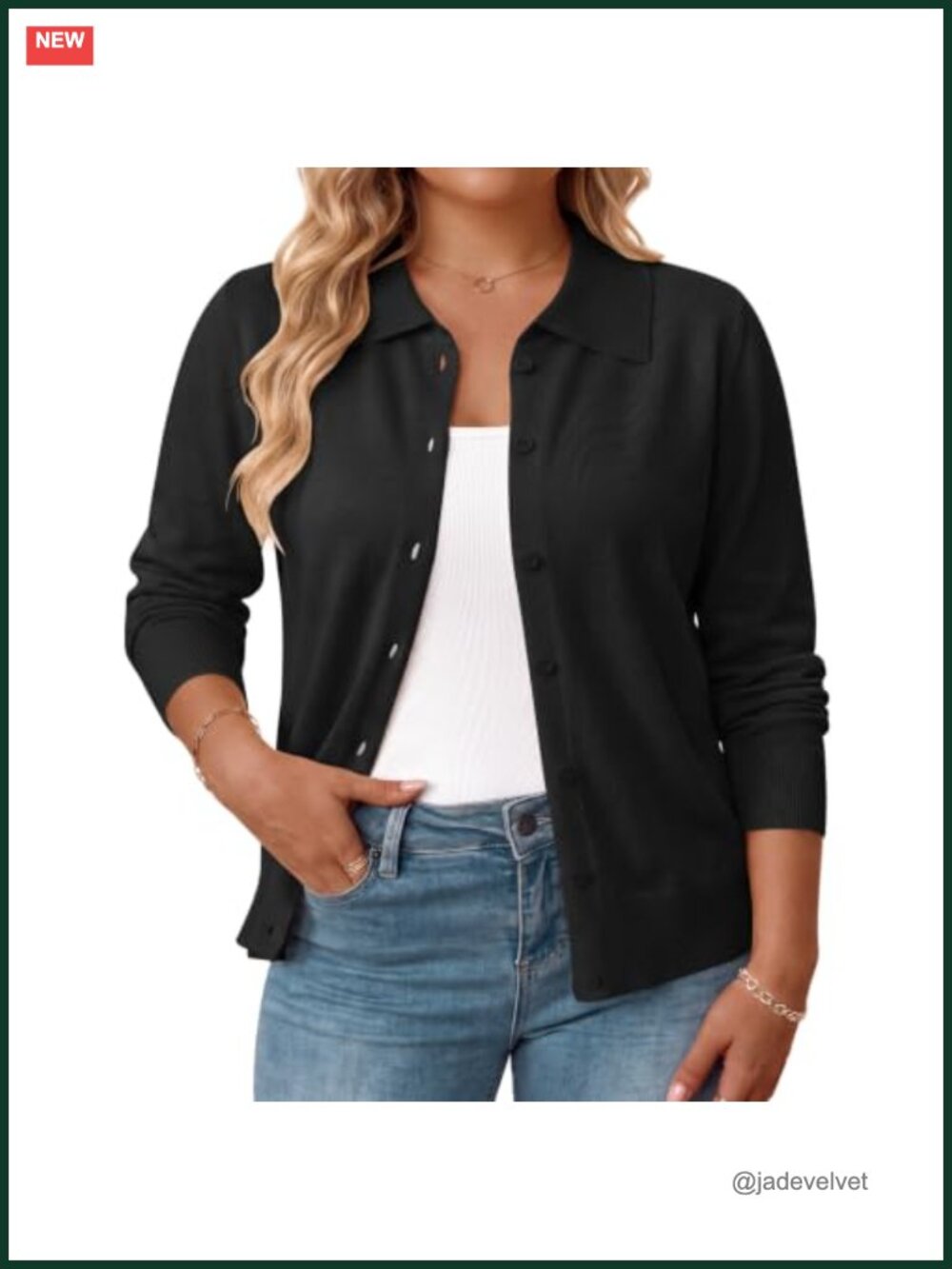 Plus Size Cardigan Lapel Collar Lightweight Button Down Sweater